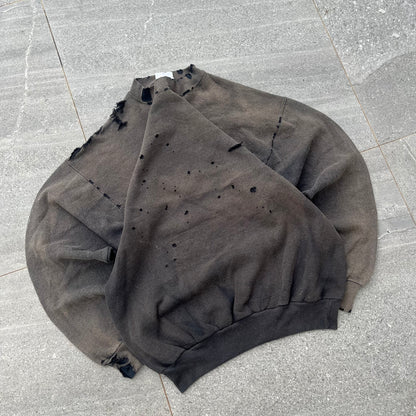 insane chocolate faded crewneck - L