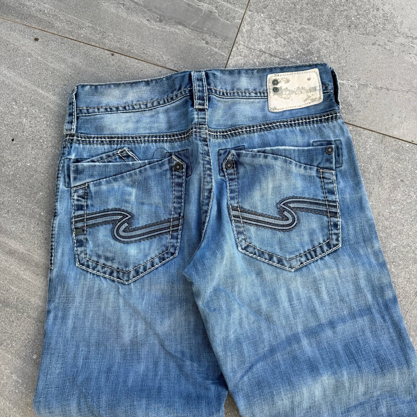 y2k silver bootcuts - 33x34”