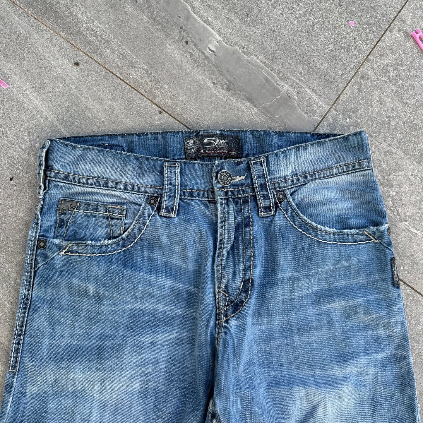 y2k silver bootcuts - 33x34”