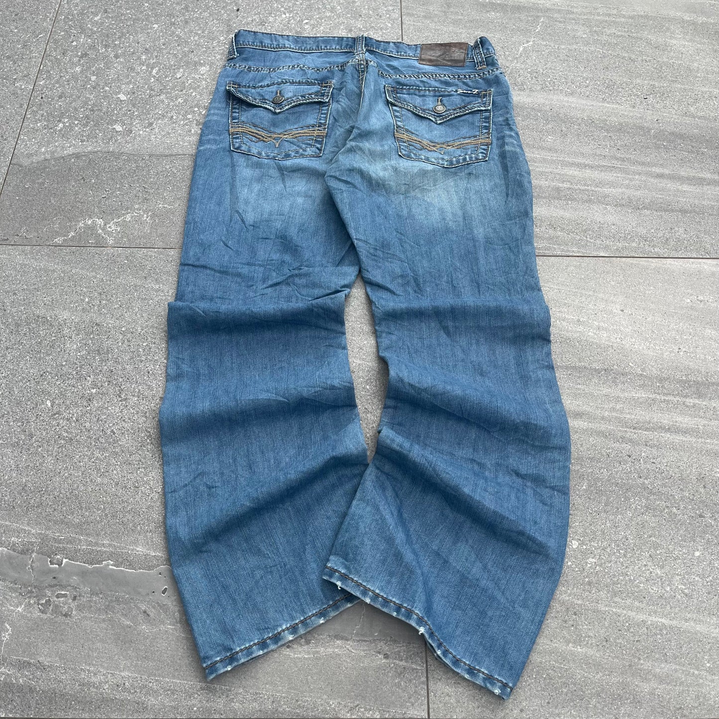 silver embroidered bootcuts - 36x32”