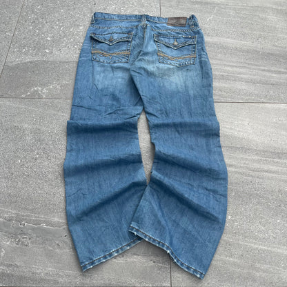 silver embroidered bootcuts - 36x32”