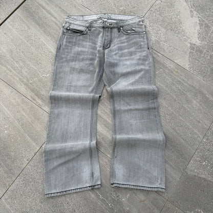 gasoline grey fade bootcuts - 34x30”