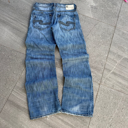 y2k silver bootcuts - 33x34”