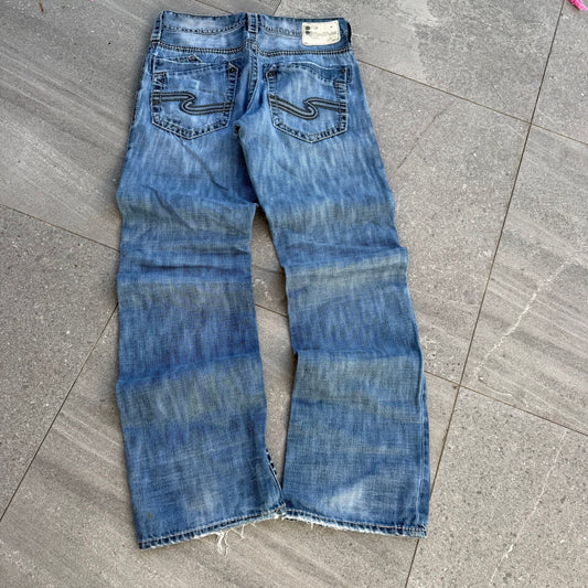 y2k silver bootcuts - 33x34”
