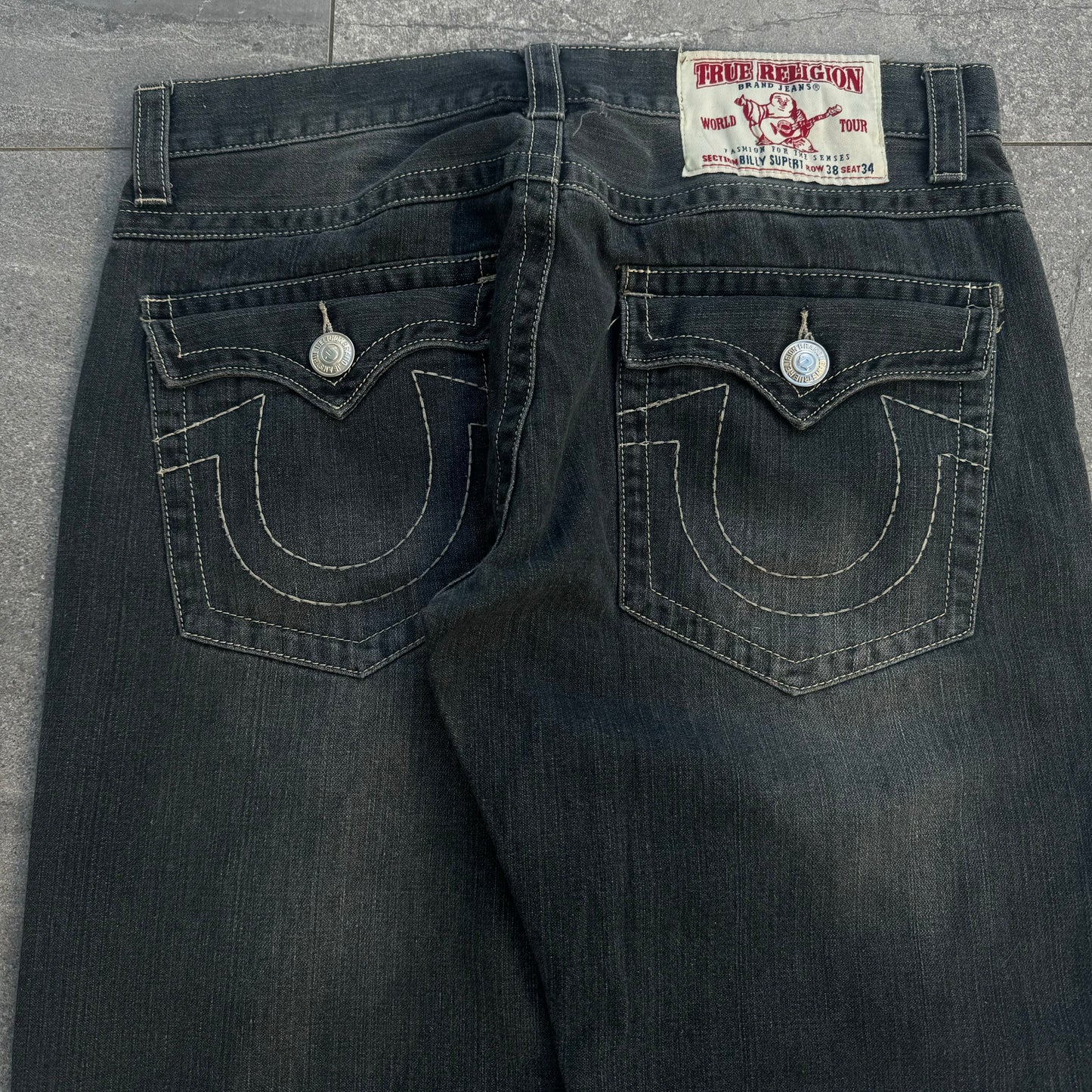 grey truey bootcut faders - 38x32”