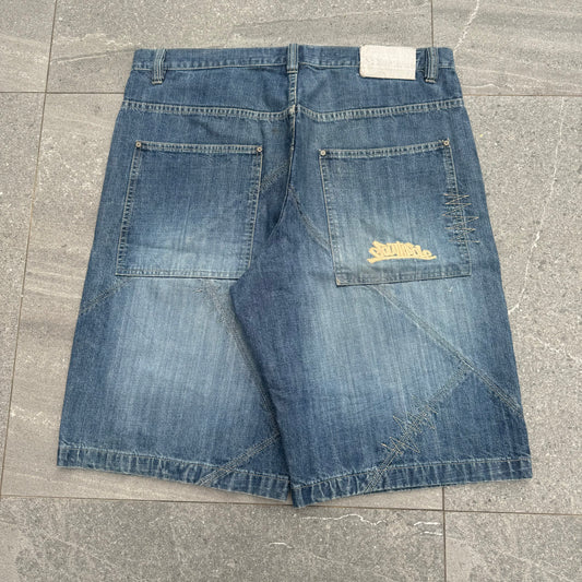 southpole graffiti panelled jorts - 36x13”