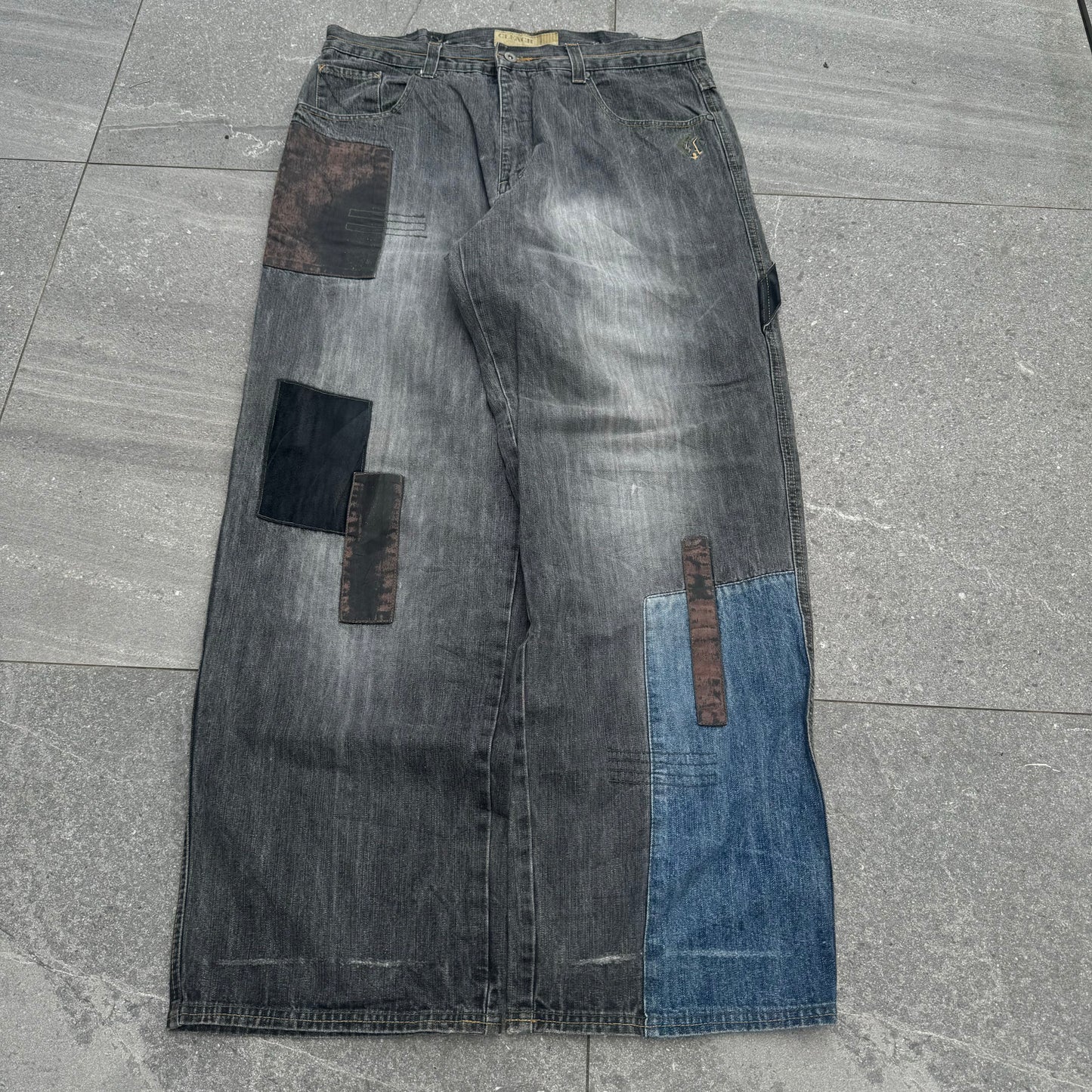 grail clench panelled jeans - 38x32”