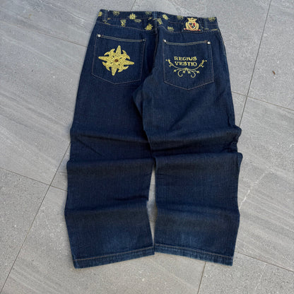 crown holder embroidered jeans - 42x32”