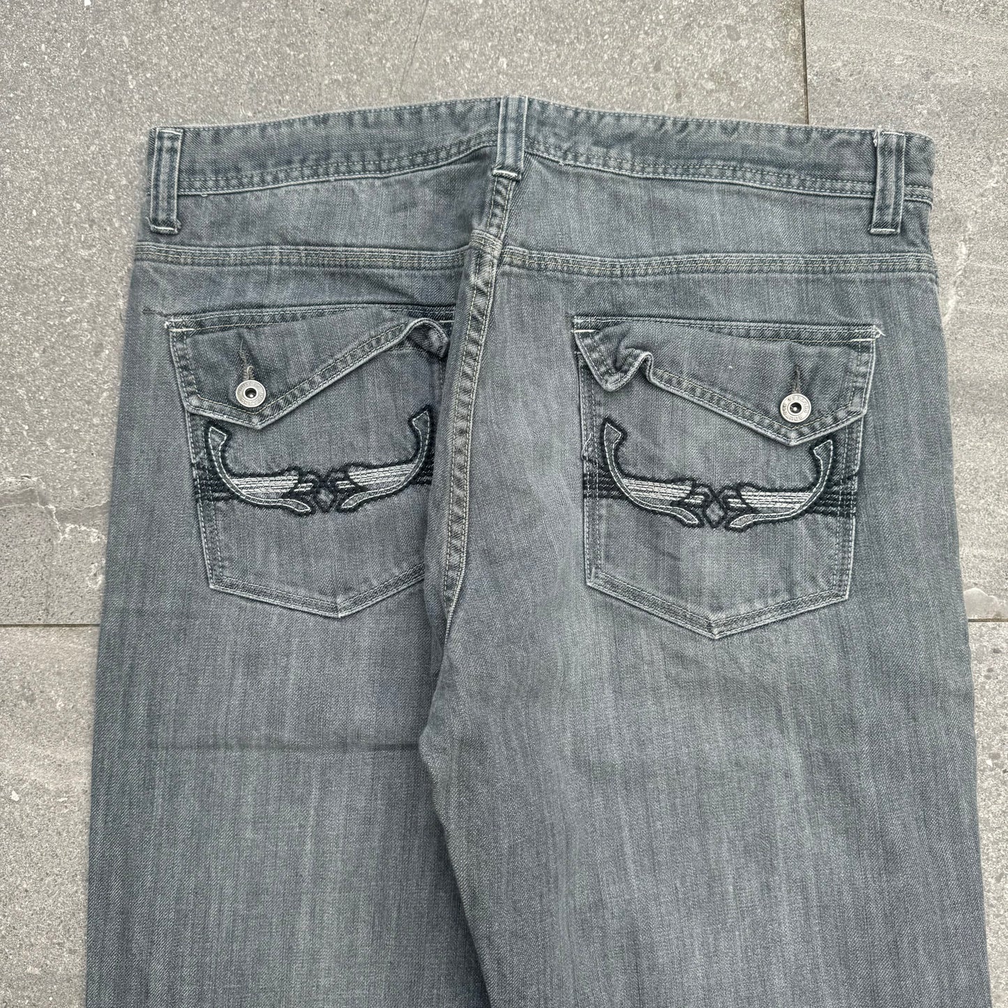 route66 grey fader bootcuts - 38x32”