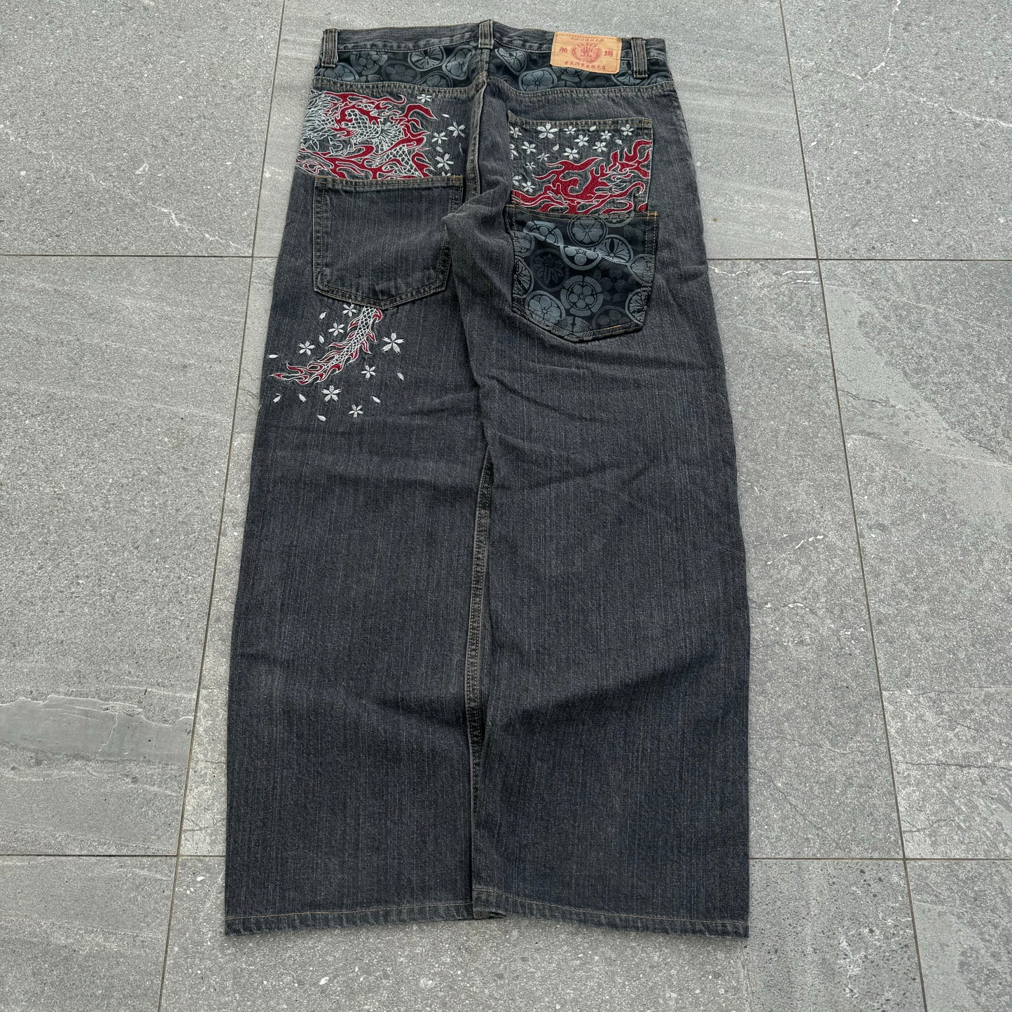japanese embroidered jeans - 32x28”