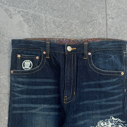 japanese cloud print jeans - 34x30”