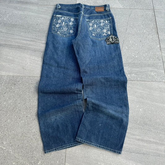 ecko embroidered jeans - 34x31”