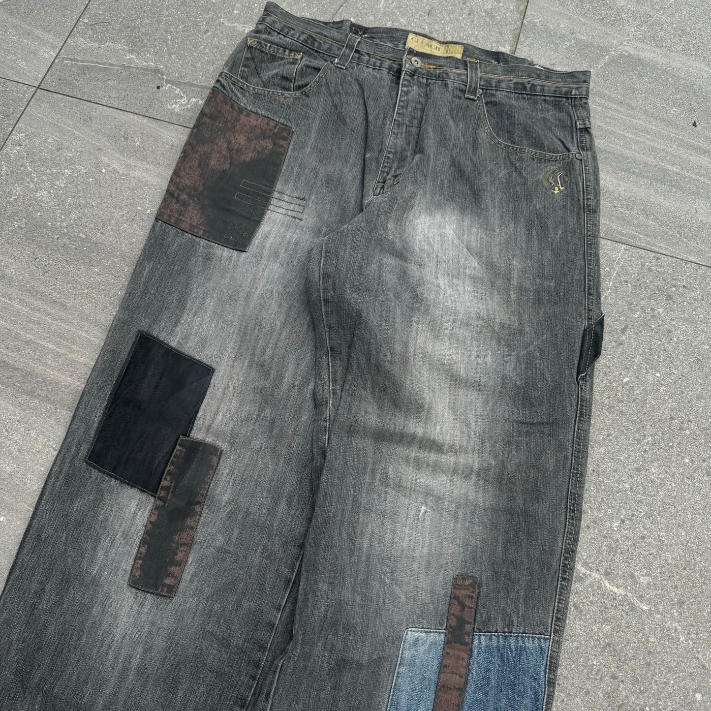 grail clench panelled jeans - 38x32”