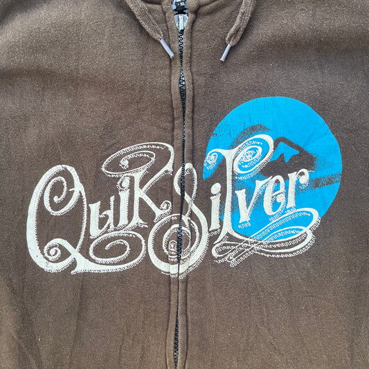 brown quiksilver zipup - XL