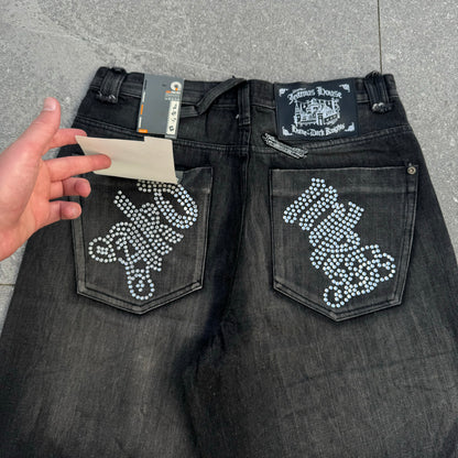 GRAIL akademiks rhinestone jorts - sizes 34-40” available