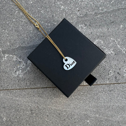 gold plated dior shell necklace